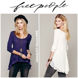 Free People wonderland lace tunic in purple smoke M